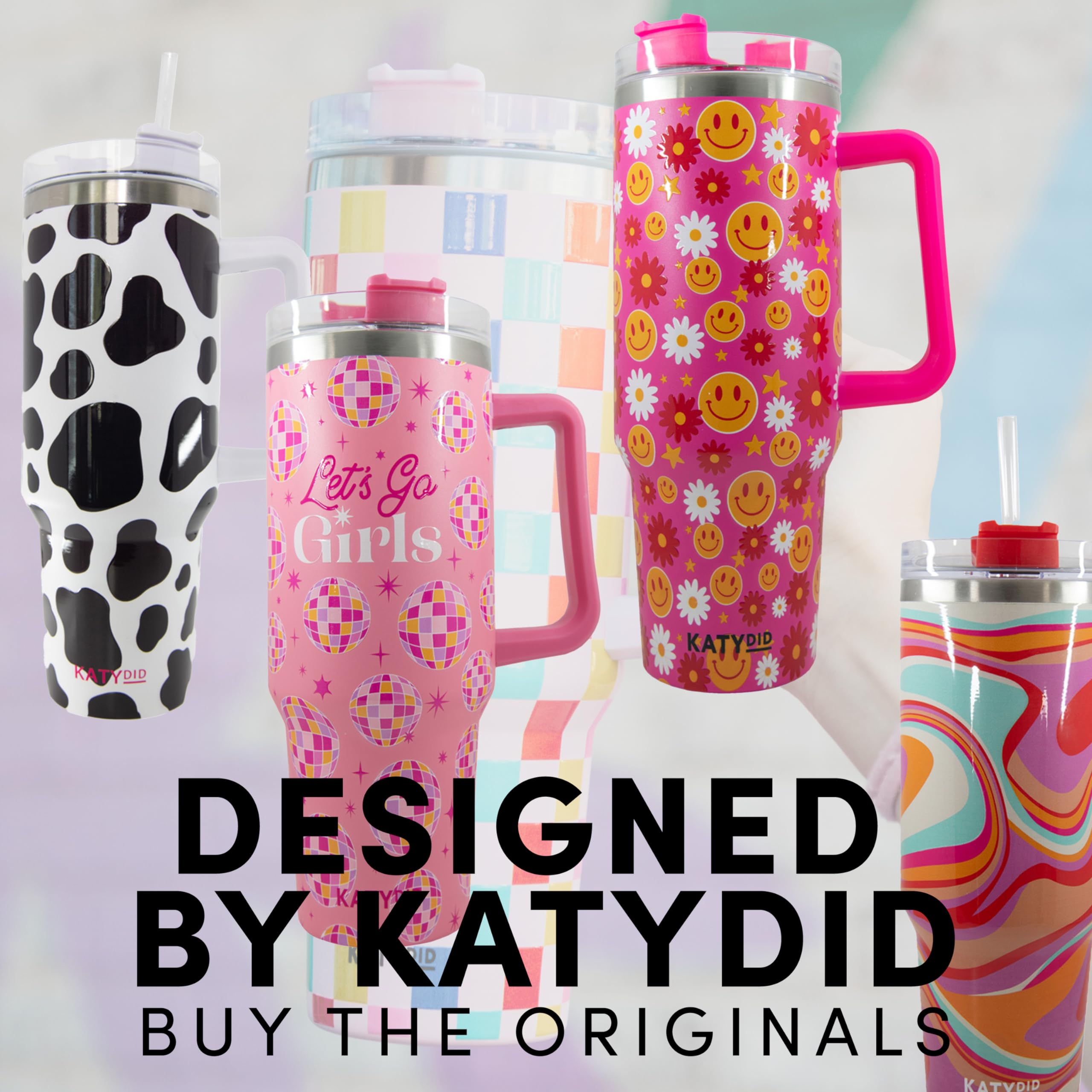 KATYDID 40oz Stainless Steel Tumbler with Handle and Straw - Dishwasher Safe Insulated Tumbler for All-Day Hot or Cold Coffee, Water, Tea, Smoothies and More (Let's Go Girls) - Image 4