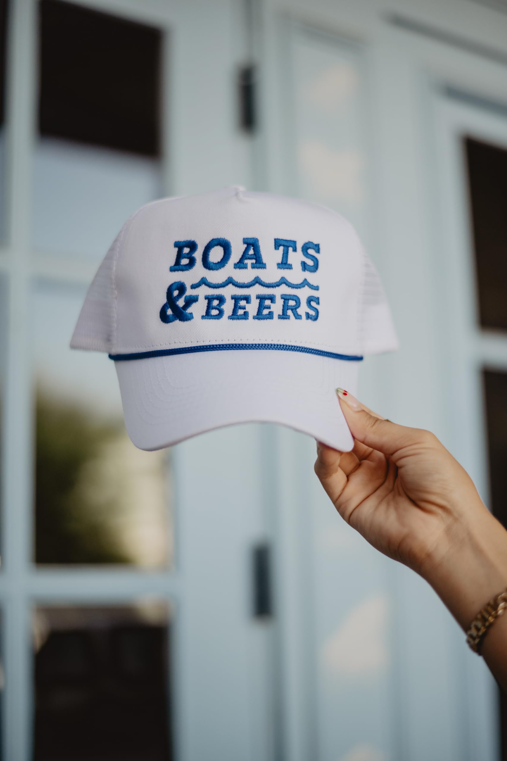 KATYDID Boats and Beers Womens Hat - Premium Vintage Hat - Stylish Rope Hat - 5 Panel Hat for Women - Trendy Vintage Baseball Cap (Blue) - Image 3
