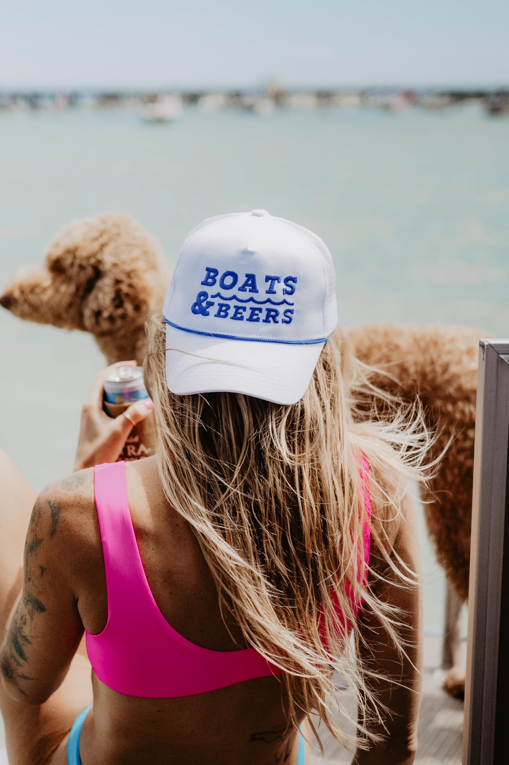 KATYDID Boats and Beers Womens Hat - Premium Vintage Hat - Stylish Rope Hat - 5 Panel Hat for Women - Trendy Vintage Baseball Cap (Blue) - Image 4