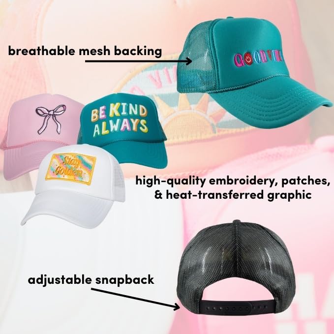 KATYDID Be Kind Always Foam Trucker Hat - Adjustable Trucker Hat with Mesh Netting - Fully Embroidered Trucker Hat for Women - Image 5